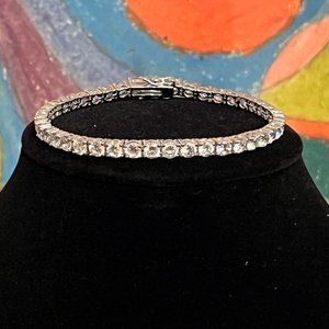Sparkling Diamond Simulant & SS Tennis Bracelet, 8"